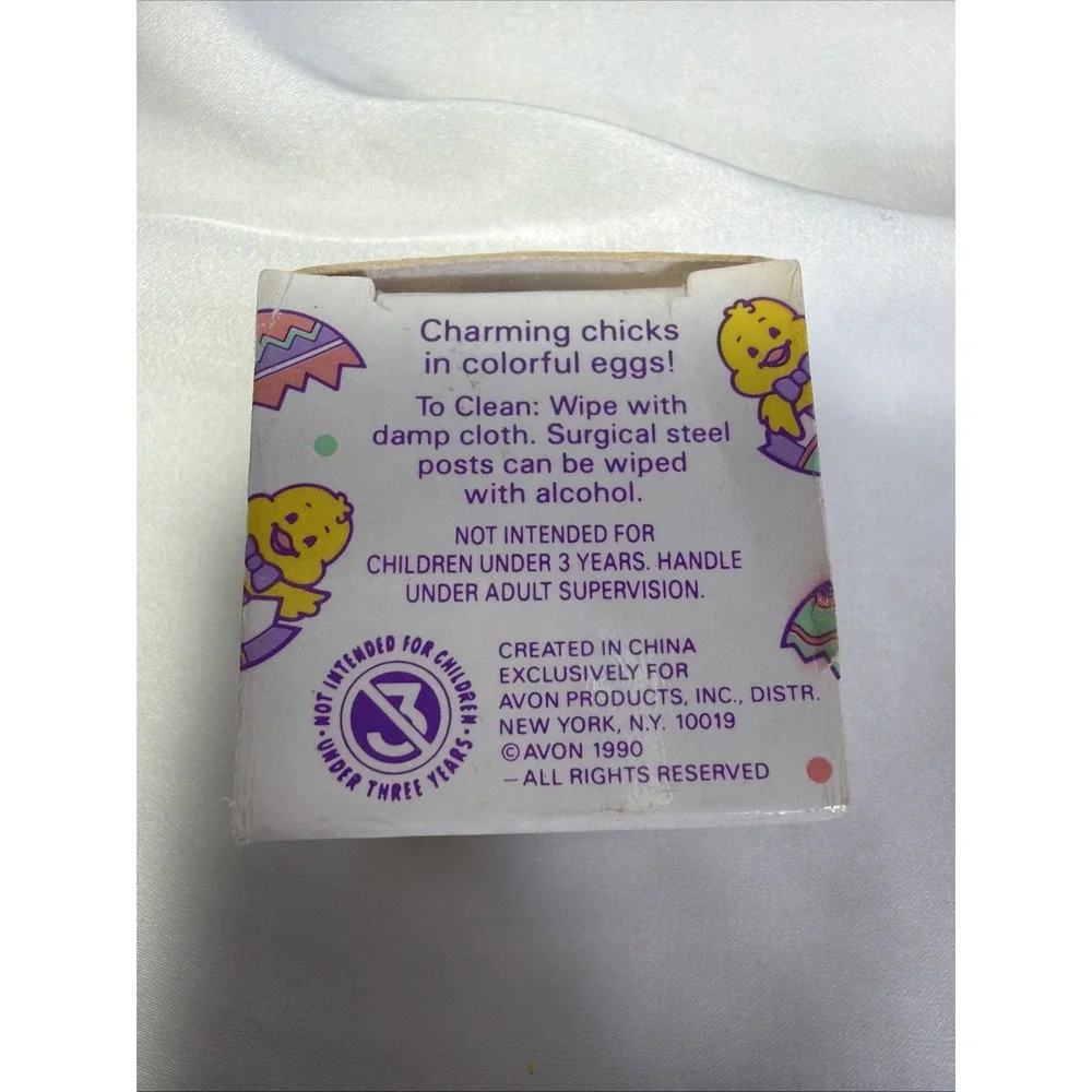 VTG 1990 Avon Just Hatched Earrings New In Original Box Charming Chicks‎ Easter